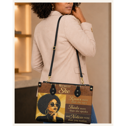 Personalized She Knows – V1 Leather Handbag — C06 product image