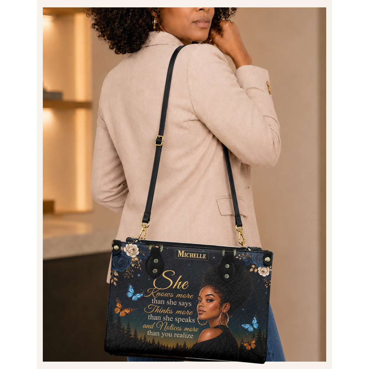 Personalized She Knows – V2 Leather Handbag — C06 product image