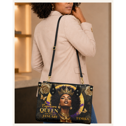 Personalized Zodiac Queen – V1 Leather Handbag — C06 product image