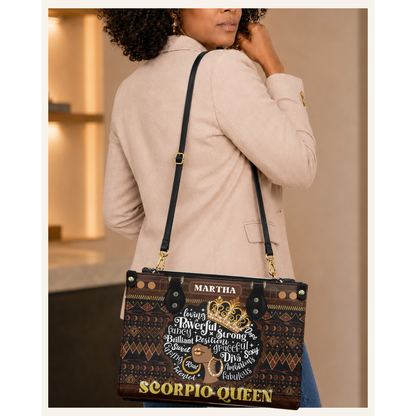 Personalized Zodiac Queen – V2 Leather Handbag — C06 product image