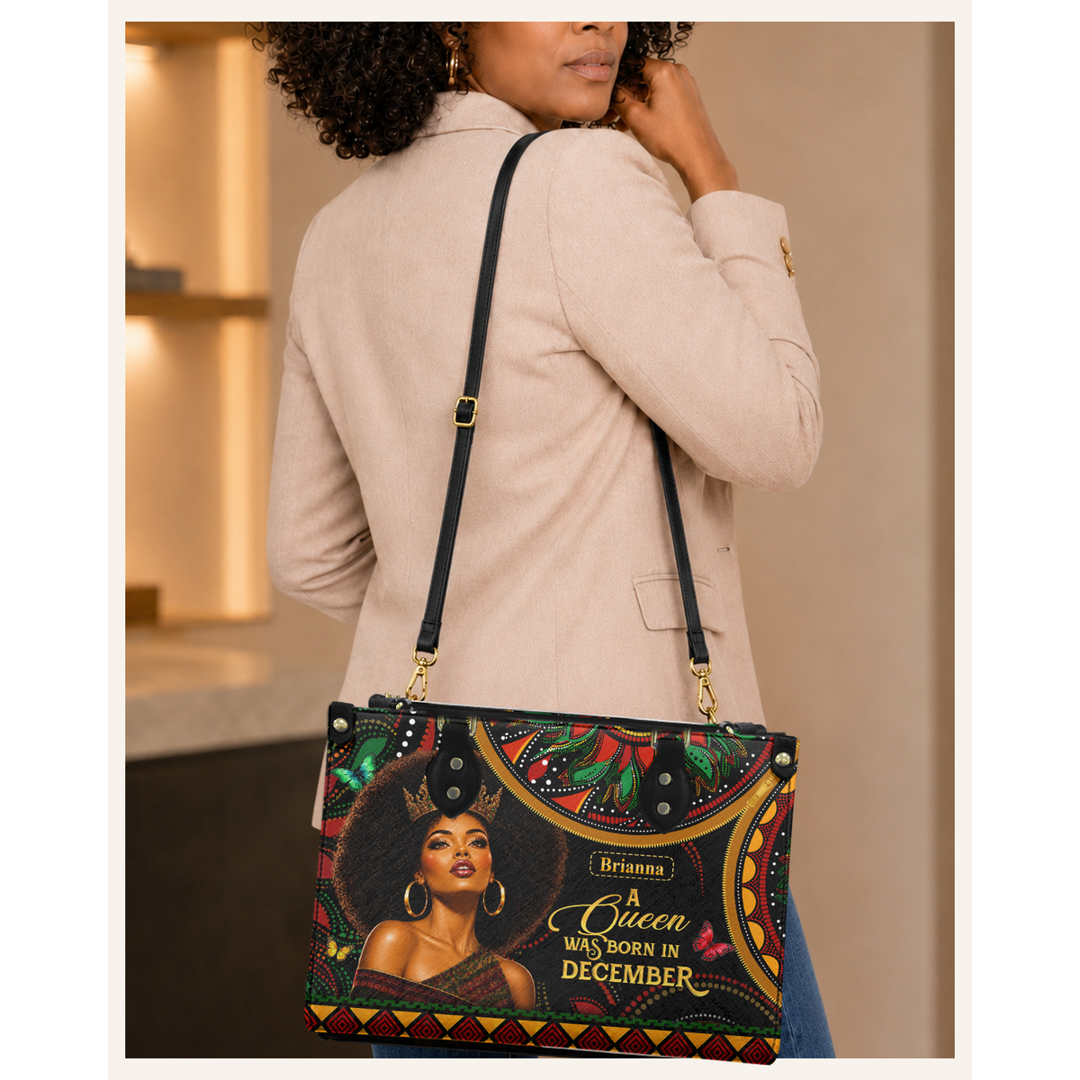 Personalized Birth Month Queen – V1 Leather Handbag — C06 product image