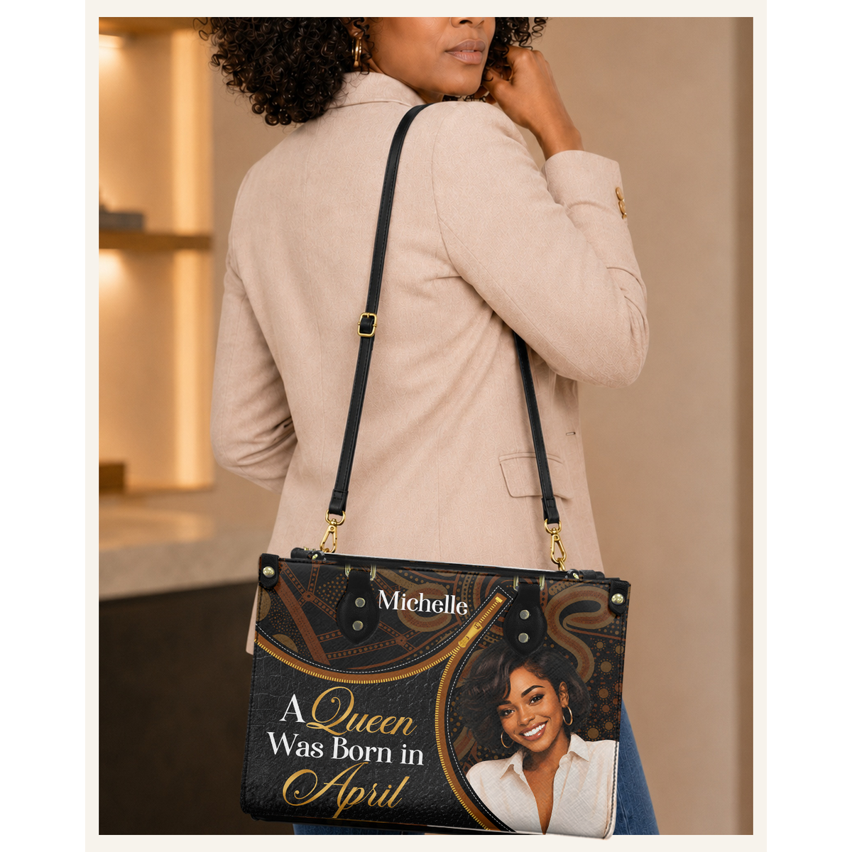 Personalized Birth Month Queen – V2 Leather Handbag — C06 product image