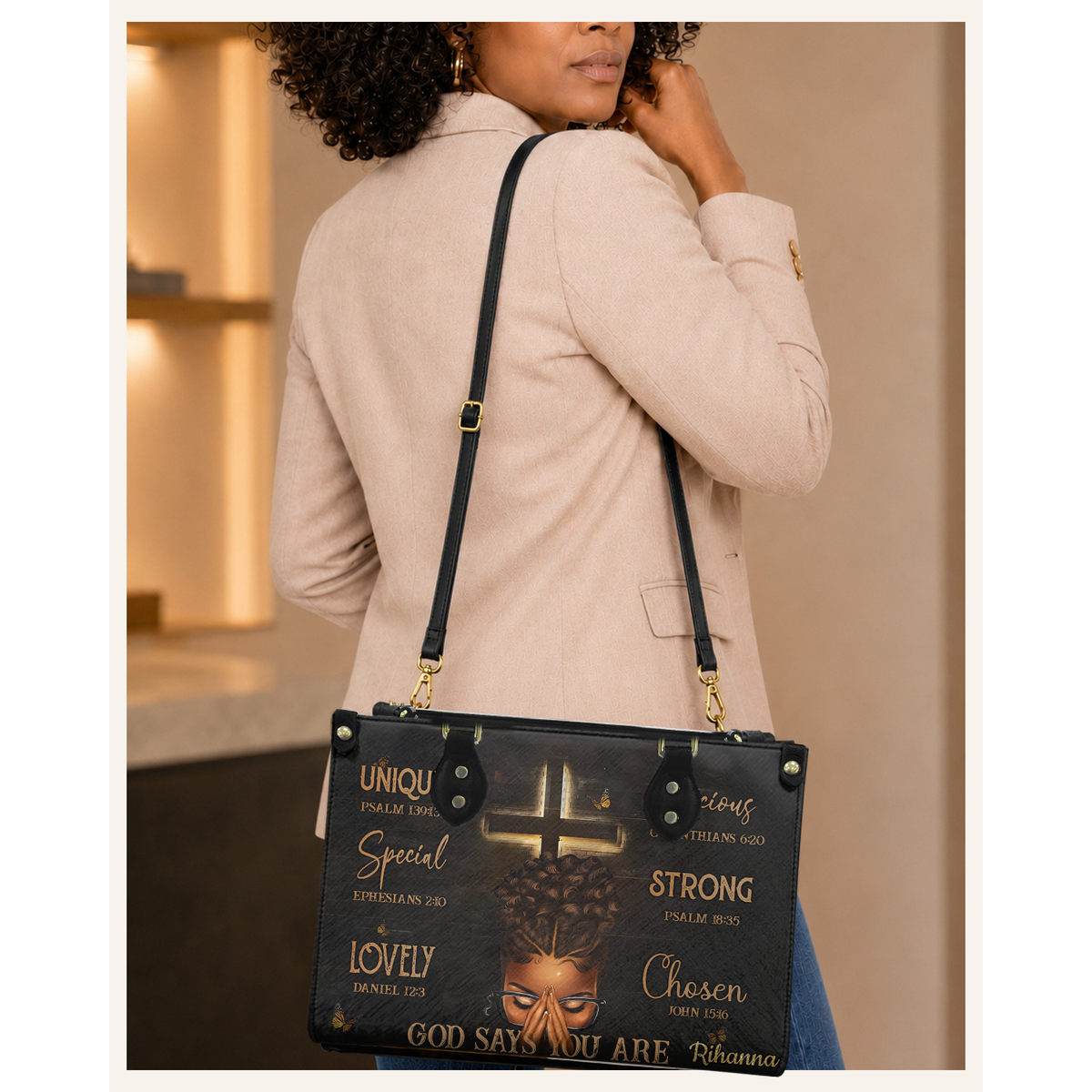 Personalized God Says You Are Leather Handbag — C06 product image