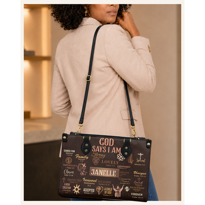 Personalized God Says I Am – V3 Leather Handbag — C06 product image