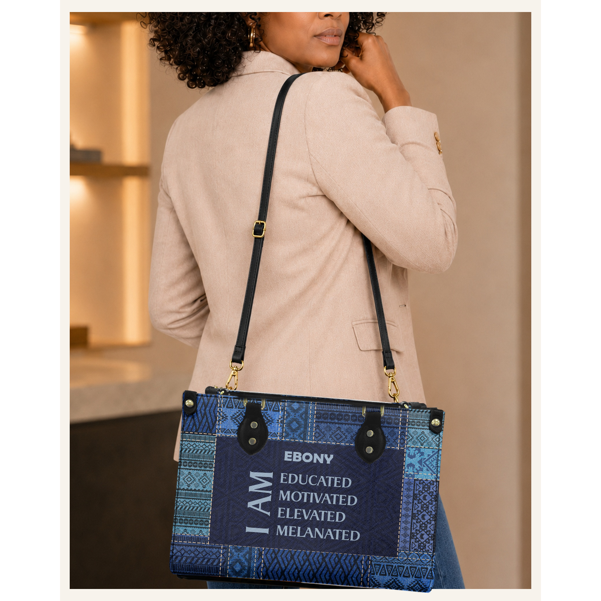 Personalized I Am Educated, Motivated, Elevated & Melanated Leather Handbag — C06 product image