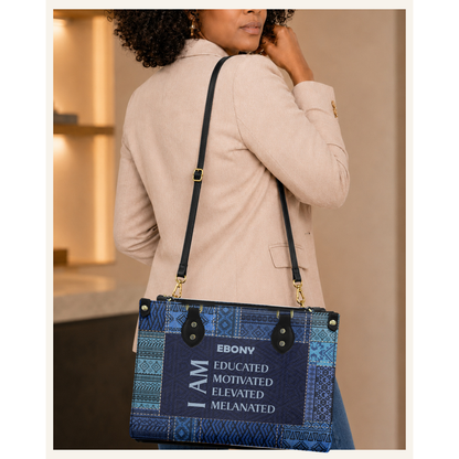 Personalized I Am Educated, Motivated, Elevated & Melanated Leather Handbag — C06 product image