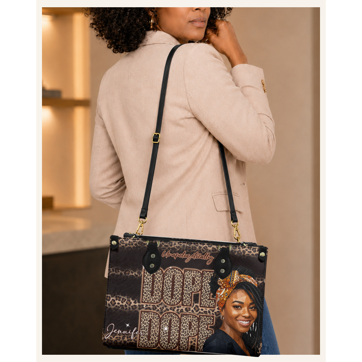 Personalized Unapologetically Dope Leather Handbag — C06 product image