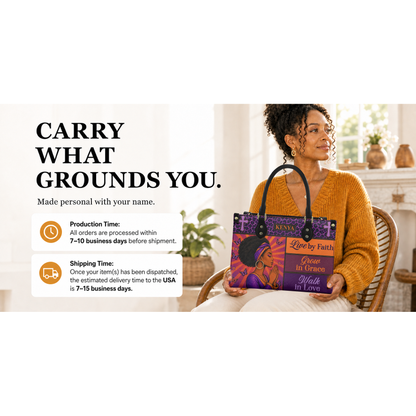 Personalized Live By Faith – V1 Leather Handbag — I2X1 product image