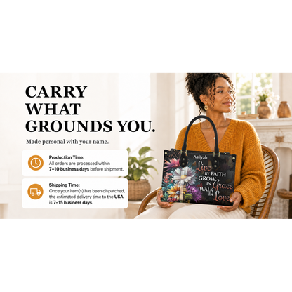 Personalized Live By Faith – V3 Leather Handbag — I2X1 product image
