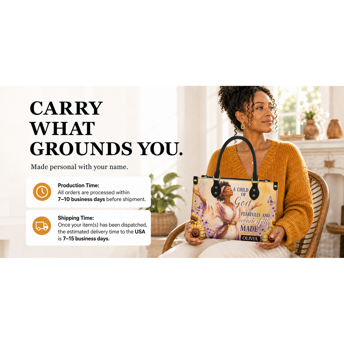 Personalized A Child Of God – V1 Leather Handbag — I2X1 product image