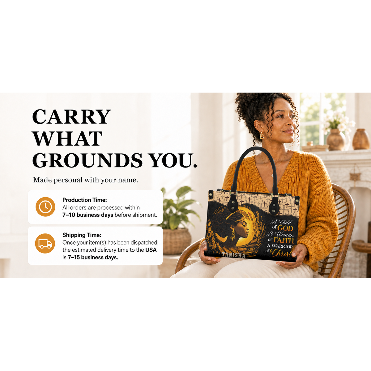 Personalized A Child Of God – V2 Leather Handbag — I2X1 product image