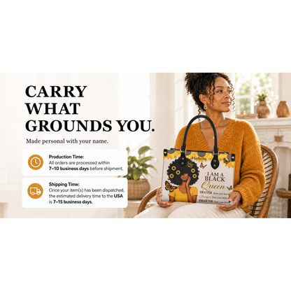 Personalized I Am A Black Queen – V1 Leather Handbag — I2X1 product image
