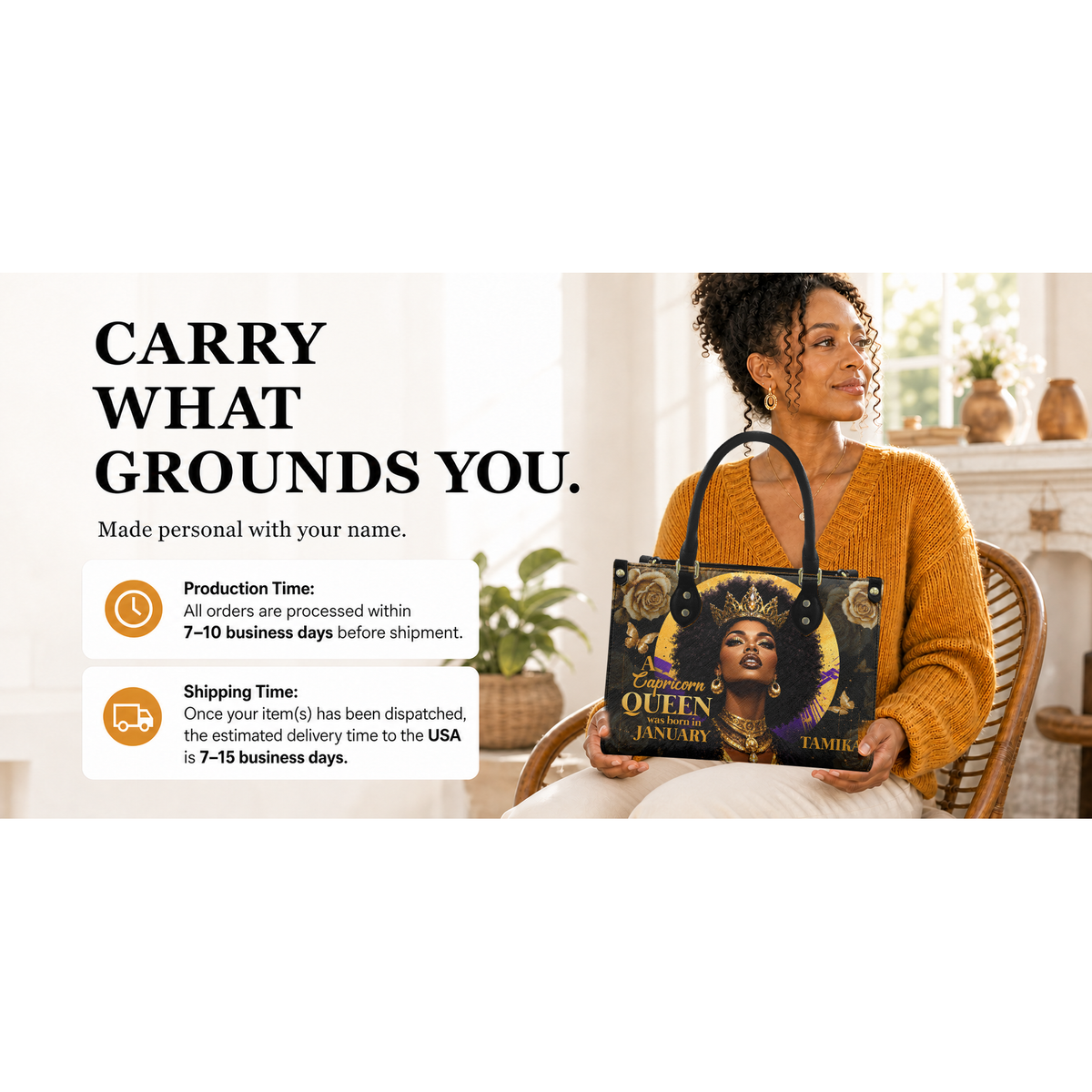 Personalized Zodiac Queen – V1 Leather Handbag — I2X1 product image