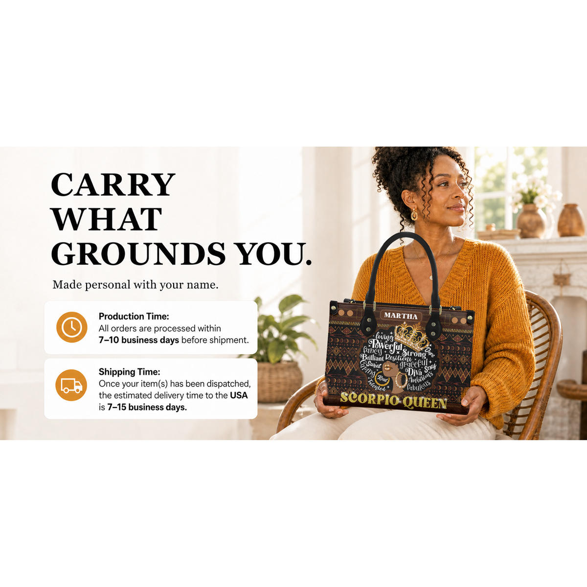 Personalized Zodiac Queen – V2 Leather Handbag — I2X1 product image