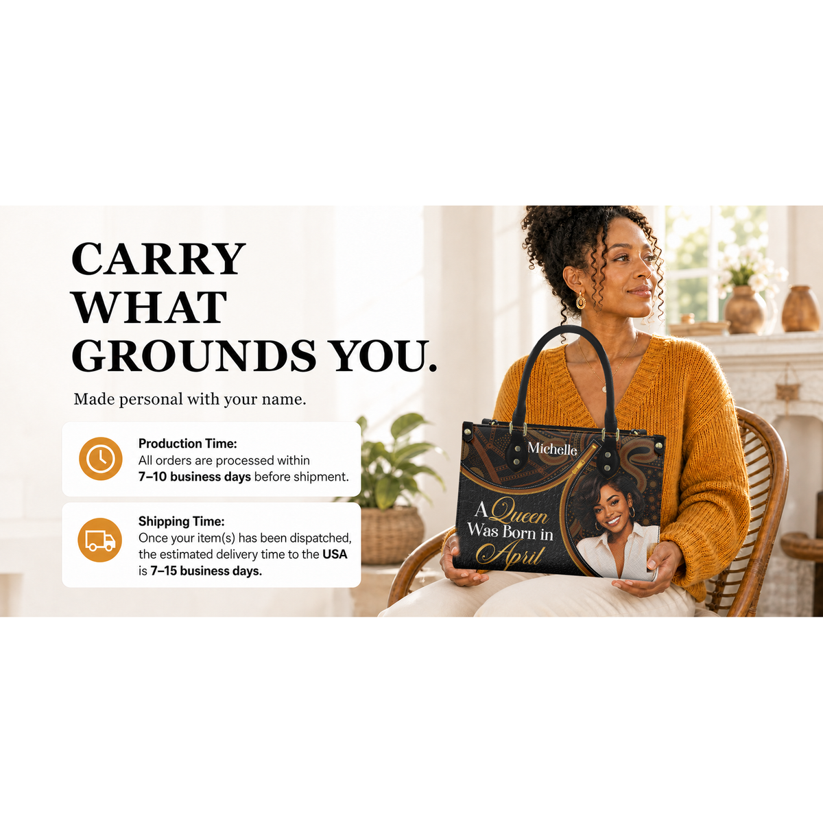 Personalized Birth Month Queen – V2 Leather Handbag — I2X1 product image