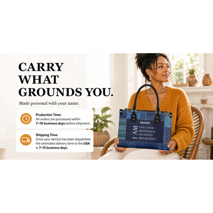 Personalized I Am Educated, Motivated, Elevated & Melanated Leather Handbag — I2X1 product image