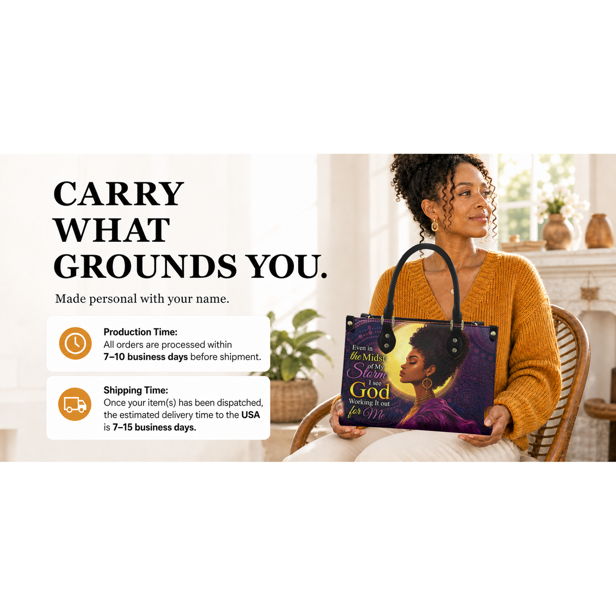 Personalized God Is Working It Out – V2 Leather Handbag — I2X1 product image