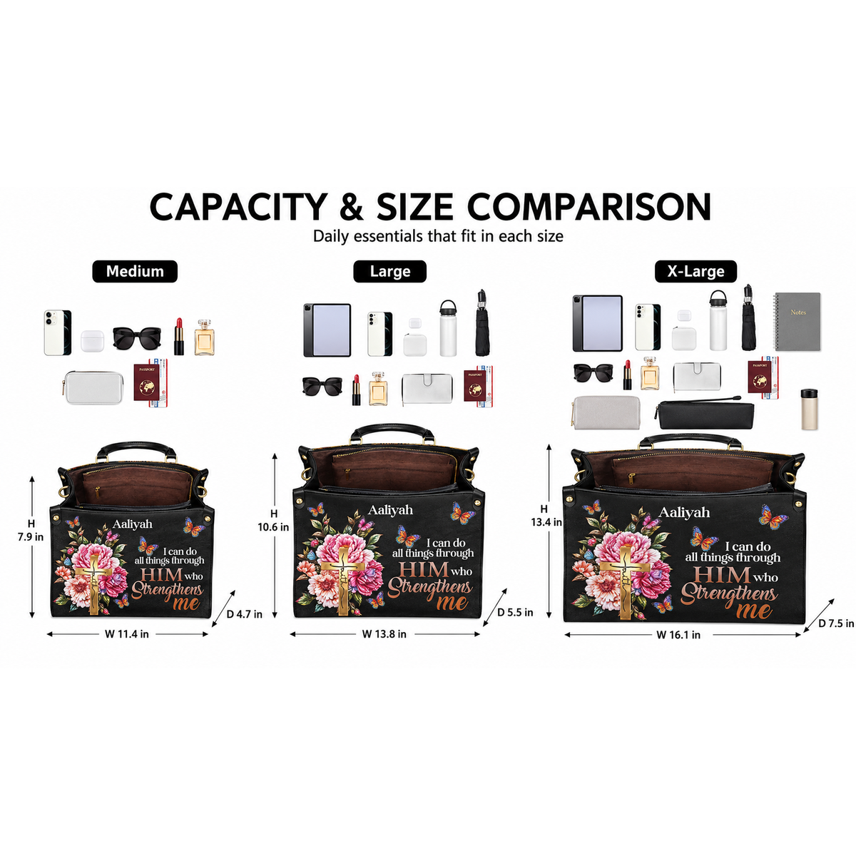 Personalized God Is Bigger Than Leather Handbag — F10 product image