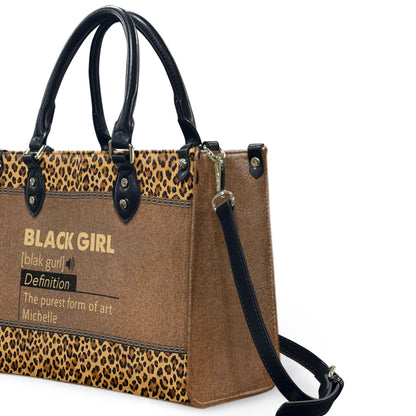Black Girl (Brown Leopard) - Personalized Leather Handbag YA1-Ha
