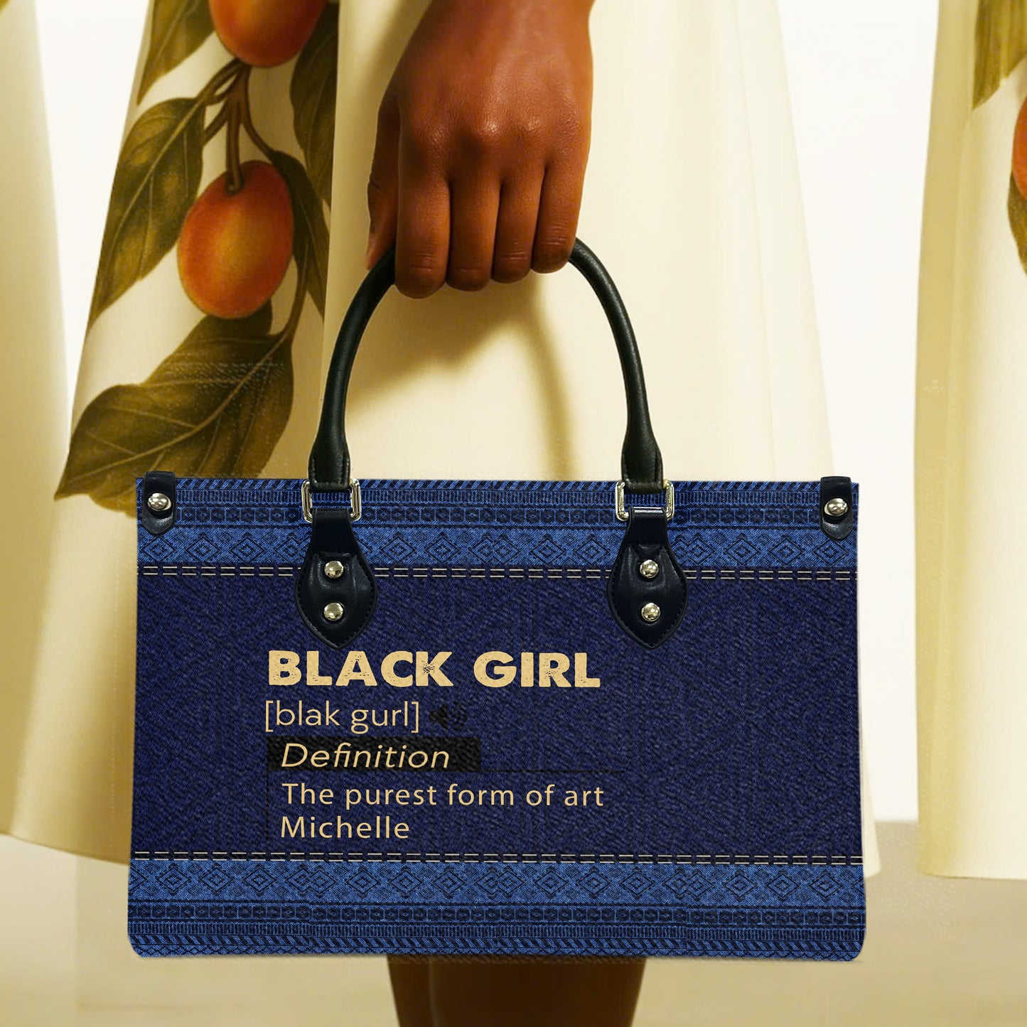 Black Girl (Denim) - Personalized Leather Handbag YA1-Ha