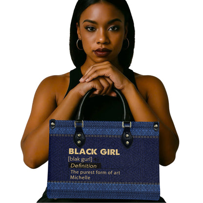 Black Girl (Denim) - Personalized Leather Handbag YA1-Ha
