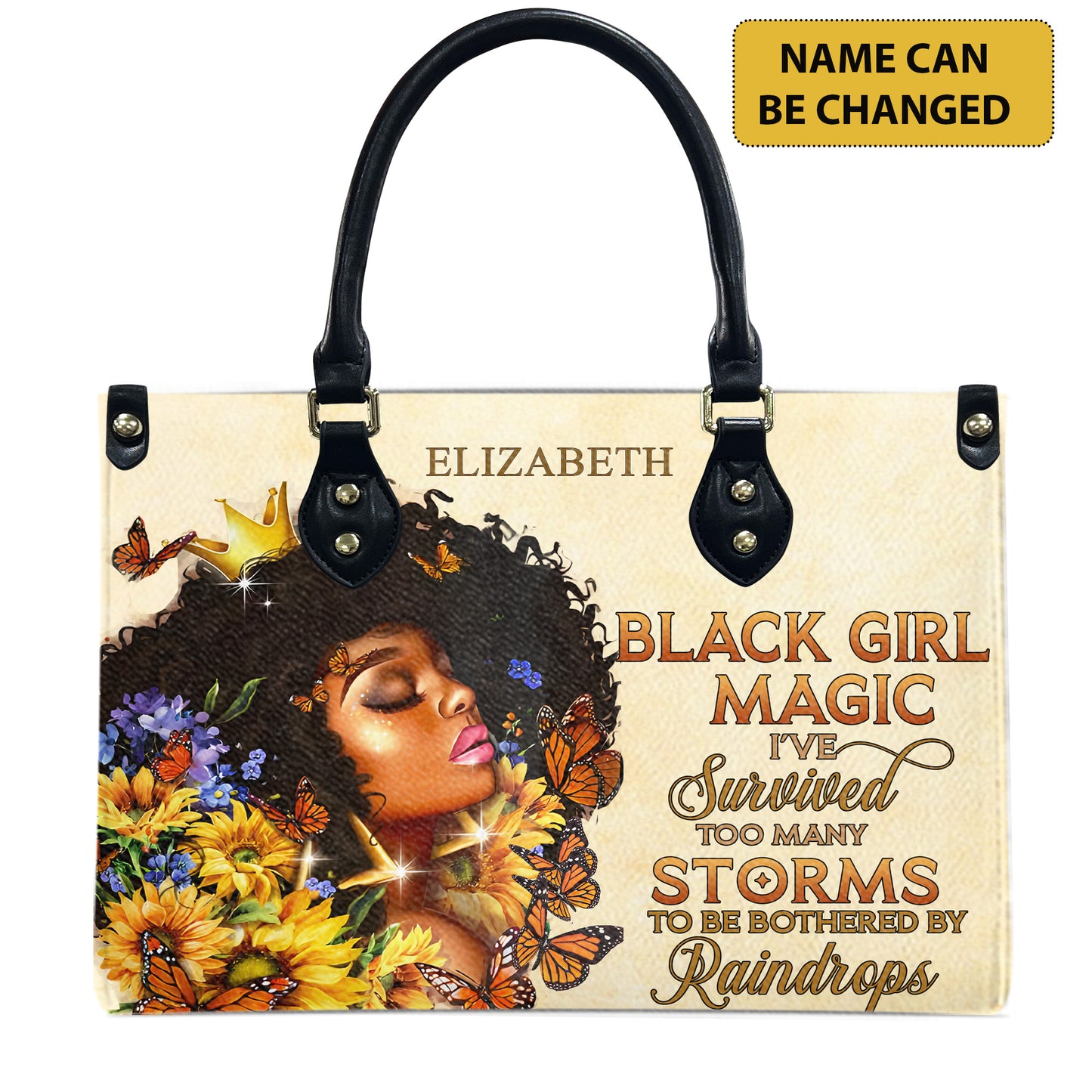 Black Girl Magic (Cream 1) - Personalized Leather Handbag YA1-Ha