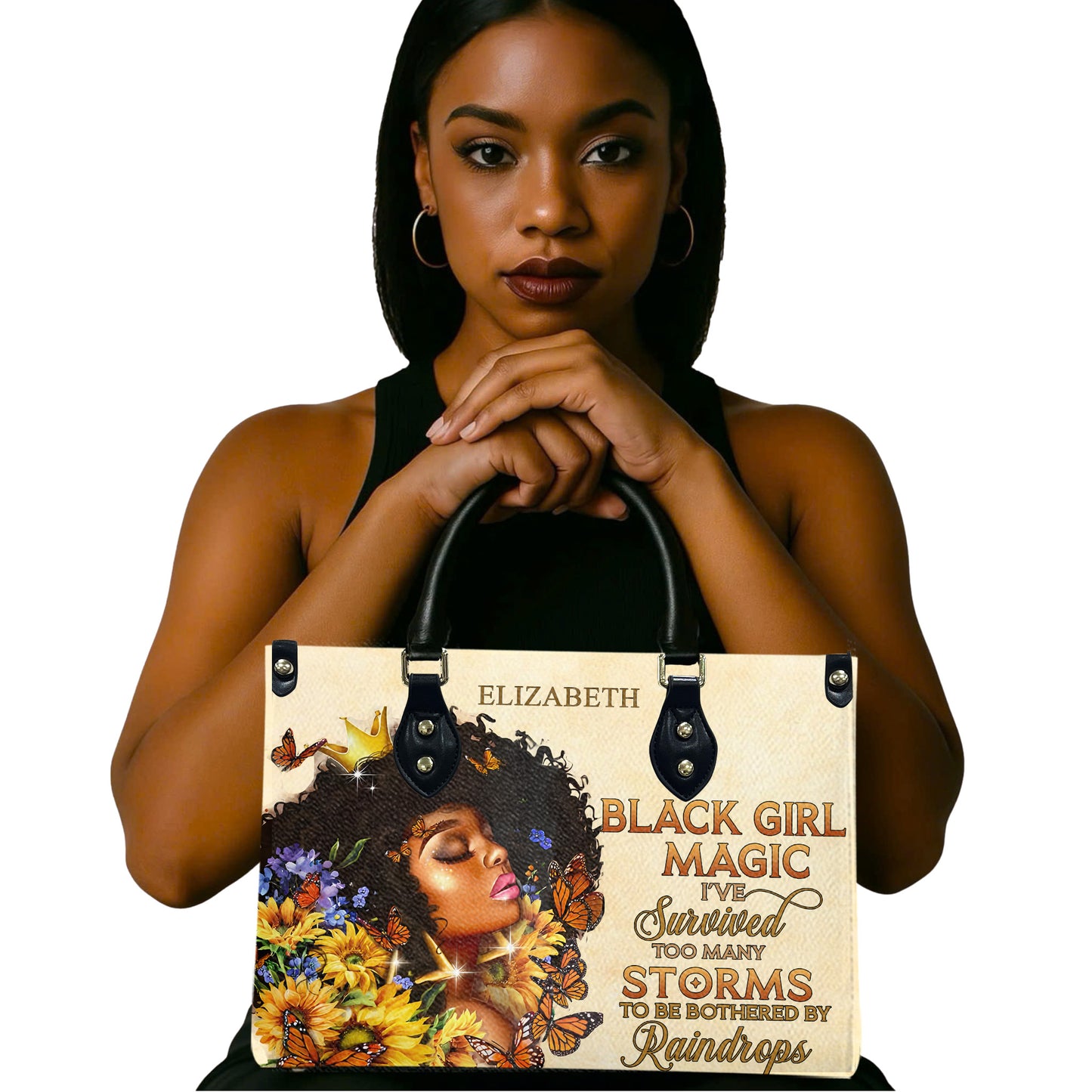 Black Girl Magic (Cream 1) - Personalized Leather Handbag YA1-Ha