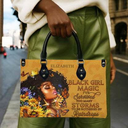 Black Girl Magic (Brown Leopard) - Personalized Leather Handbag YA1-Ha