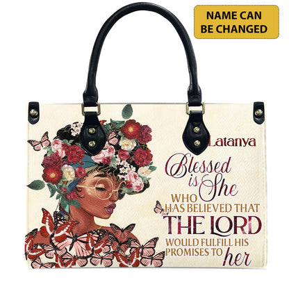 Blessed Is She Who Has Believed That The Lord Would Fulfill His Promises To Her (Cream 2) - Personalized Leather Handbag YA1-Ha