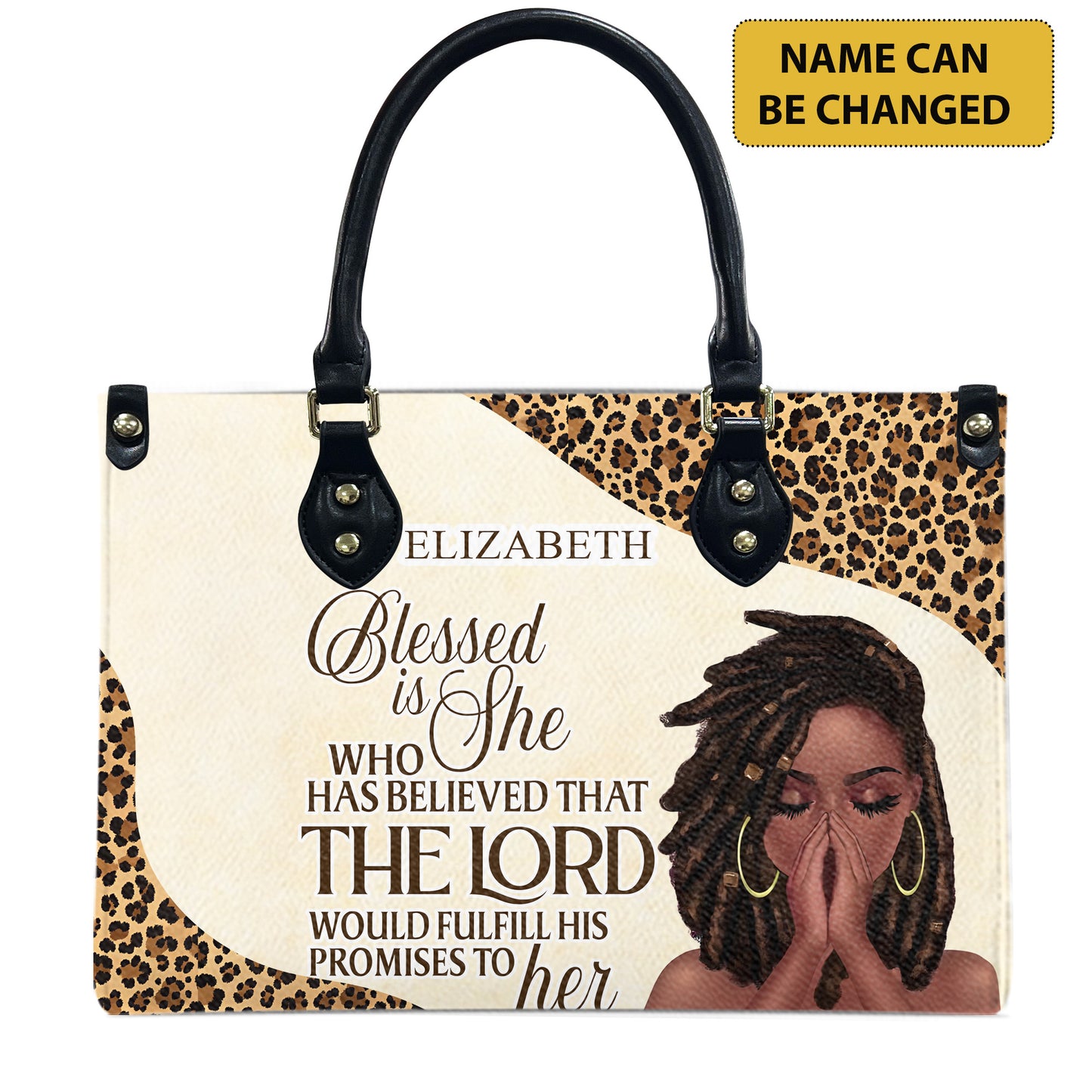 Blessed Is She Who Has Believed That The Lord Would Fulfill His Promises To Her (Cream) - Personalized Leather Handbag YA1-Ha
