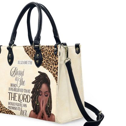 Blessed Is She Who Has Believed That The Lord Would Fulfill His Promises To Her (Cream) - Personalized Leather Handbag YA1-Ha