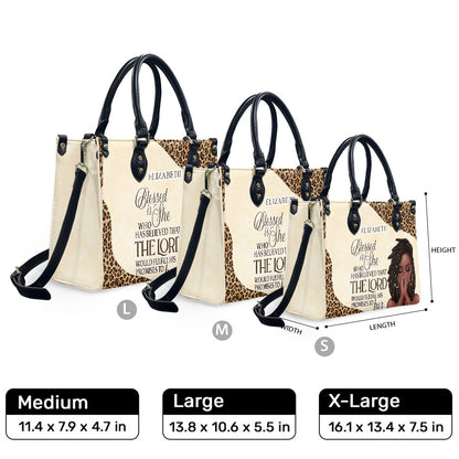 Blessed Is She Who Has Believed That The Lord Would Fulfill His Promises To Her (Cream) - Personalized Leather Handbag YA1-Ha