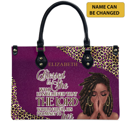 Blessed Is She Who Has Believed That The Lord Would Fulfill His Promises To Her (Deep Pink) - Personalized Leather Handbag YA1-Ha