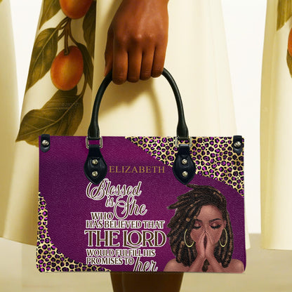 Blessed Is She Who Has Believed That The Lord Would Fulfill His Promises To Her (Deep Pink) - Personalized Leather Handbag YA1-Ha