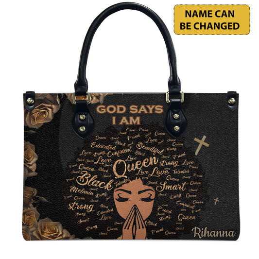 God Says I Am (Black) - Personalized Leather Handbag YA1-Ha