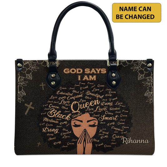 God Says I Am (Dark Brown) - Personalized Leather Handbag YA1-Ha