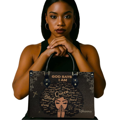 God Says I Am (Dark Brown) - Personalized Leather Handbag YA1-Ha