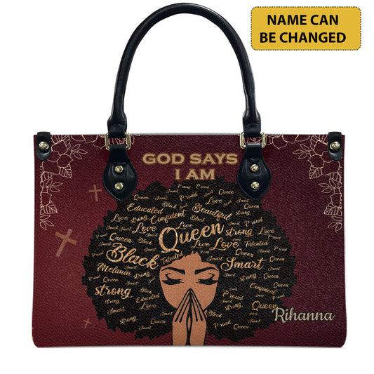 God Says I Am (Maroon) - Personalized Leather Handbag YA1-Ha