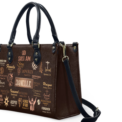 God Says I Am (Brown) - Personalized Leather Handbag YA2-Ha