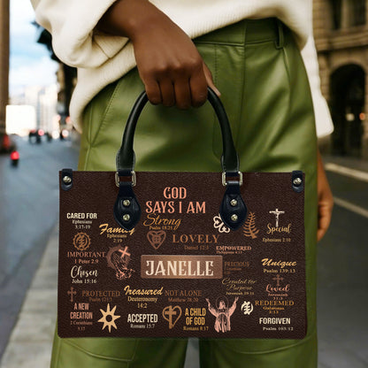 God Says I Am (Brown) - Personalized Leather Handbag YA2-Ha