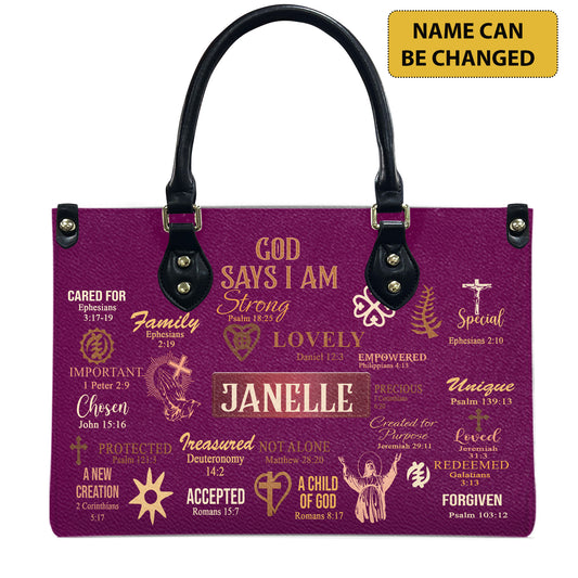 God Says I Am (Deep Pink) - Personalized Leather Handbag YA2-Ha