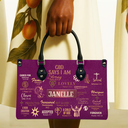 God Says I Am (Deep Pink) - Personalized Leather Handbag YA2-Ha