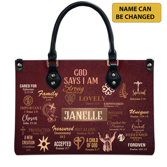God Says I Am (Maroon) - Personalized Leather Handbag YA2-Ha