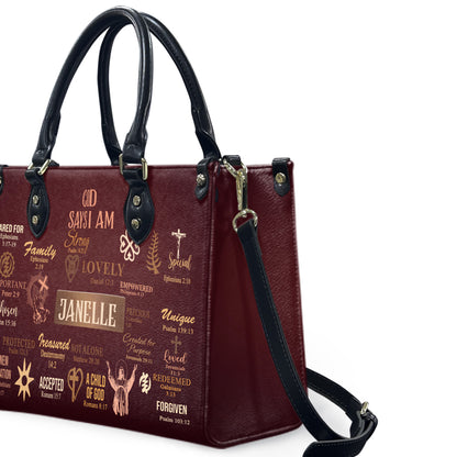 God Says I Am (Maroon) - Personalized Leather Handbag YA2-Ha