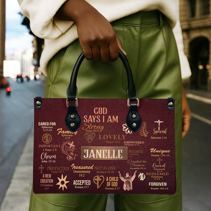 God Says I Am (Maroon) - Personalized Leather Handbag YA2-Ha