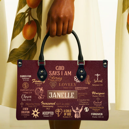 God Says I Am (Maroon) - Personalized Leather Handbag YA2-Ha