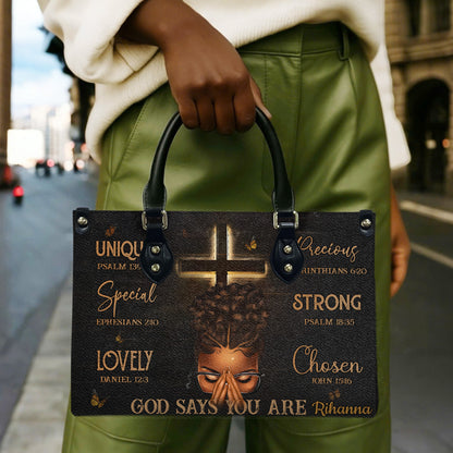 God Says You Are (Black) - Personalized Leather Handbag YA1-Ha