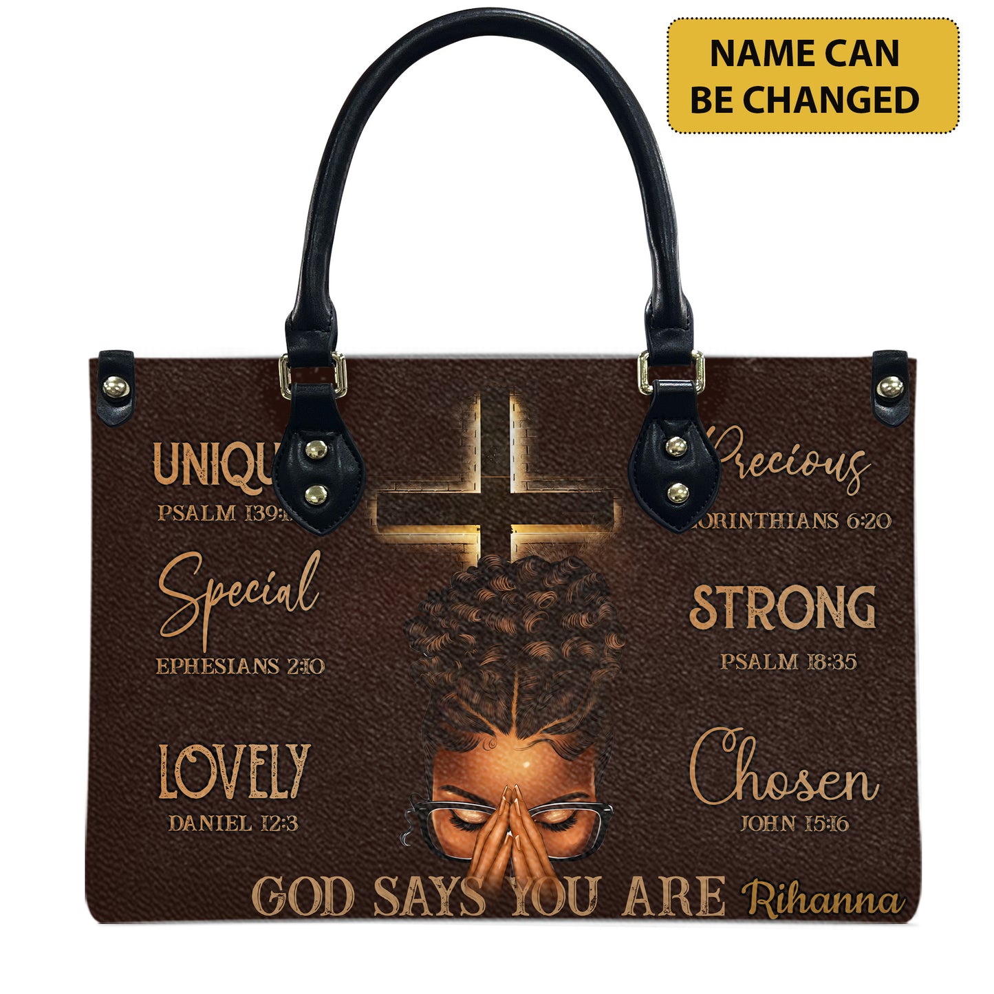 God Says You Are (Chocolate Brown) - Personalized Leather Handbag GSYA1-Ha