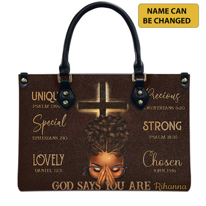 God Says You Are (Chocolate Brown) - Personalized Leather Handbag GSYA1-Ha