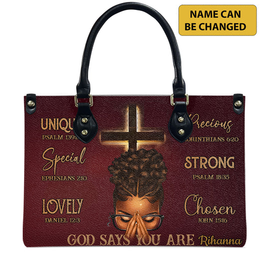 God Says You Are (Maroon) - Personalized Leather Handbag YA1-Ha